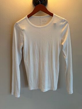Everlane White Ribbed Crew Neck Tee